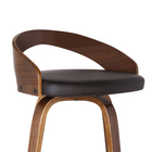 Armen Living - Sonia 76 cm Tabouret en Bois de noyer - Simili Cuir Marron-Pivotant à 360 degrés, siège rembourré en mousse, repose-pieds robuste en métal chromé