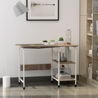 HOMCOM - Bureau pliant avec étagères de rangement - 42,1 po L x 21,7 po l x 29,9 po H - naturel-Avec des roulettes pour un déplacement facile