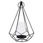 Truu Design Geo Wire Pillar Candle Holder, 9.5 x 15.25 inches, Black-Dimensions: 9.5"L x 17"H x 9.5"W