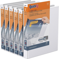 QuickFit View Binder - D Ring - 1" - White - 6 Pack (87010-06)-3 Ring Binder