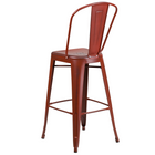 Flash Furniture – Tabouret de bar de 30 po en métal vieilli avec dossier, pour intérieur, rouge Kelly (ET353430RD)-Trous de drainage dans le siège