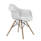 Nicer Furniture - fauteuil de style Eiffel avec pieds en bois naturel - blanc - paquet de 4-Siège moulé en plastique robuste de haute qualité avec une finition mate