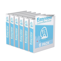 Davis Group Easyview Premium Binder - D Ring - Customizable - 1.5" - White - 6 Pack-3 Ring Binder