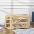 PawHut Wooden Large Hamster Cage 3-Tier with Tray-Suitable for hamsters, mice, and other small animals