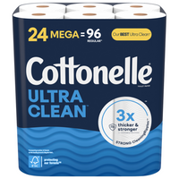 Cottonelle Ultra Clean Toilet Paper - Strong - 24 Rolls/Pack-Cottonelle Ultra Clean Toilet Paper, 24 Mega Rolls - 284 sheets per roll