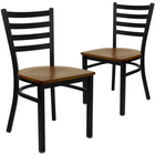 Flash Furniture - Chaise de restaurant de la série HERCULES en métal noir avec dossier échelle - siège en bois de cerisier-Conception à  dossier échelle