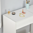 HOMCOM - Coiffeuse avec miroir rabattable et tabouret rembourré - 31,5 po L x 15,7 po l x 31,1 po H - blanc-Son design moderne s’intègre facilement à tout décor existant 