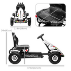 Aosom Kids Pedal Go Kart with Adjustable Seat and Rubber Wheels - White-Overall Dimension: 47.6" L x 22.8" W x 24" H (121 x 58 x 61 cm) 