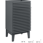 Modway - Render 18" Armoire de toilette de salle de bain (lavabo non inclus) - Gris-Étagère de rangement Adustable