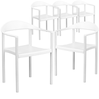Flash Furniture - Chaise de café empilable en plastique blanc de la série HERCULES, capacité de 1000 lb-Ensemble de 5 chaises empilables polyvalentes