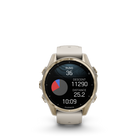 Garmin fēnix 8 - AMOLED Outdoor Recreation/Adventure Watches - 43 mm - Sapphire, Soft Gold with Fog Gray/Dark Sandstone Silicone Band-Navigate the outdoors with superior positioning accuracy, thanks to multi-band GPS with SatIQ™ technology plus built-in sensors for 3-axis compass, gyroscope and barometric altimeter