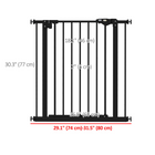 PawHut - Barrière pour animaux de compagnie de 74 à 81 cm de large avec porte, barrière pour chien d'intérieur pour escaliers-Couleur : Noir