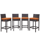 Modway - Convene 4 pièces Terrasse extérieure Coffret de pub - Espresso Orange-Tissage en rotin synthétique