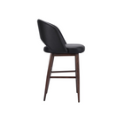 Plata Decor Exiz Stools with Walnut Metal Legs - Black - 2 Pack-High back
