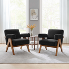 Modway - Lyra Tissu Boucle Fauteuil - Noir - Ensemble de 2-Cadre en contreplaqué, pieds en caoutchouc