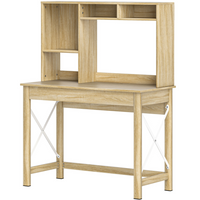 HOMCOM 41.3" Computer Desk with Storage - Oak-Three shelves and two open compartments enhance storage capacity