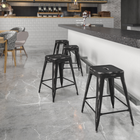 Flash Furniture – Tabouret de comptoir de 24 po en métal vieilli sans dossier, pour intérieur, noir (ETBT350324BK)-Conception sans dossier