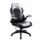Fauteuil de jeu en cuir reconstitué Vortex de la gamme Emerge de Staples, noir et blanc-Dossier et siège en cuir reconstitué avec coutures aux couleurs contrastantes