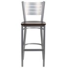 Flash Furniture – Tabouret de bar en métal argenté, à dossier argenté ajouré et à siège en noyer (XUDG60402BWAW)-Tabouret de bar en métal