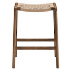 Modway - Saoirse Tabouret de comptoir en corde tissée en bois - Noyer naturel - Ensemble de 2-8