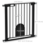 PawHut - Barrière pour animaux extra large 30"-32" avec petite porte - 30"H - Noir-Équipée d’une petite porte, pratique pour le passage des animaux de compagnie