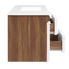 Modway Render 48" Wall-Mount Bathroom Vanity - White/Walnut/White-8