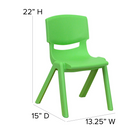 Flash Furniture - Chaise d'école empilable en plastique vert avec hauteur de siège de 12 po-Coquille profilée -une pièce