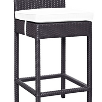 Modway - Convene Terrasse extérieure Tissu Tabouret de bar - Espresso Blanc-Pour divertir ou pour un usage quotidien