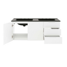 Modway - Vitality Double évier 48" Vanette de salle de bain - Blanc Noir-Trous de robinet centraux 8"