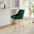 Modway Discern Performance Velvet Counter Stool - Green-Performance Velvet Upholstery
