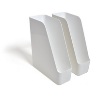 TRU RED Plastic Magazine File - White - 2 Pack-Keep different sized reading materials together and organized on tables, desks, or shelves