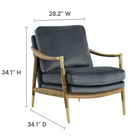 Modway Langford Performance Velvet Accent Armchair - Cadet Blue Walnut-Stain-Resistant Upholstery