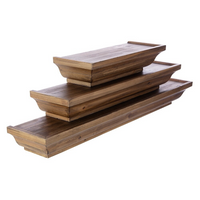 Kiera Grace - Tablettes en bois Muskoka Fitz - ensemble de 3 - noyer, 12 po, 18 po, 24 po-Ensemble: livré avec un total de 3 étagères murales de tailles différentes
