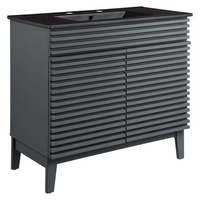 Modway Render 36" Bathroom Vanity - Grey/Black-Mid-Century Modern Vanity