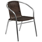 Flash Furniture – Table carrée de 23,5 po en aluminium avec 2 sièges en rotin, intérieur/extérieur (TLH24SQ020CHR2)-Assemblage nécessaire