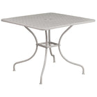 35.5'' Square Light Grey Indoor-Outdoor Steel Patio Table Set with 2 Round Back Chairs [CO-35SQ-03CHR2-SIL-GG]-Designed for Indoor and Outdoor Use