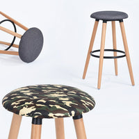 FurnitureR Fabric Seat Beech Wood Legs with Chrome Footrest, Nancy, Set of 2-Wood Counter Barstool