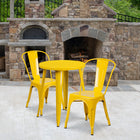 24'' Round Yellow Metal Indoor-Outdoor Table Set with 2 Cafe Chairs [CH-51080TH-2-18CAFE-YL-GG]-24"W x 24"D x 29"H
