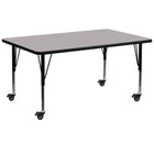Flash Furniture – Table mobile, surface en stratifié de 30 x 72 po, hauteur ajustable préscolaire, gris (XUA3072RECGYTPC)-Gris/fini chromé, placage en stratifié, acier
