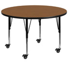 Flash Furniture – Table mobile préscolaire, surface en stratifié ronde de 42 po, hauteur ajustable, chêne (XUA42RNDOKTPC)-Chêne/fini chromé, placage en stratifié, acier