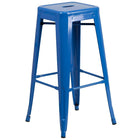 Ensemble de table de bar ronde en métal bleu avec 4 tabourets carrés, intérieur/extérieur, 30 po (CH-51090BH-4-30SQST-BL-GG)-4