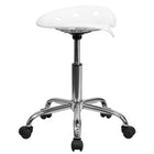 Flash Furniture Vibrant Tractor Seat & Chrome Stool - White-Comfort Molded ''Tractor'' Seat