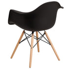 Flash Furniture - 2 pièces Chaise de la série Alonza en plastique noir avec pattes en bois-Le siège en cascade réduit la pression sur vos jambes