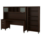 Bush Furniture Somerset 72W Office Desk with Hutch and 5 Shelf Bookcase, Mocha Cherry (SET020MR)-Bundle includes: 72W Office Desk with Drawers, 72W Hutch, 5 Shelf Bookcase