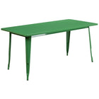 Flash Furniture 31.5'' x 63'' Rectangular Green Metal Indoor-Outdoor Table Set with 6 Arm Chairs (ET-CT005-6-70-GN-GG)-31.50"W x 63"D x 29.50"H
