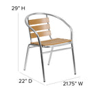 Flash Furniture Commercial Aluminum Indoor-Outdoor Restaurant Stack Chair with Triple Slat Faux Teak Back-Lightweight Design