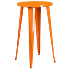 24'' Round Orange Metal Indoor-Outdoor Bar Table Set with 4 Cafe Barstools [CH-51080BH-4-30CAFE-OR-GG]-Orange Powder Coat Finish