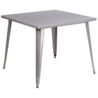 Petite table carrée en métal de 35,5 po pour intérieur/extérieur, argenté (CH-51050-29-SIL-GG)-Table de café en métal