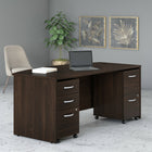 Bush Business Furniture Studio C 2 Drawer Mobile File Cabinet - Black Walnut-Brushed Nickel hardware complements your choice of several attractive finishes for a contemporary or traditional look