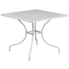 Table de jardin carrée de 35,5 po en acier blanc avec 2 chaises à dossier rond, intérieur/extérieur [CO-35SQ-03CHR2-WH-GG]-Pour l’intérieur ou l’extérieur